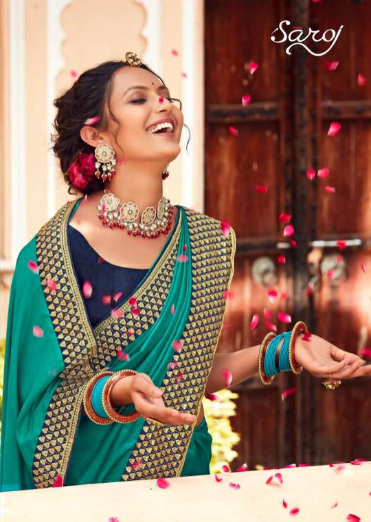 Saroj Trinetra Ocassion Festive Wear Vichitra Silk Designer Latest Saree Collection
